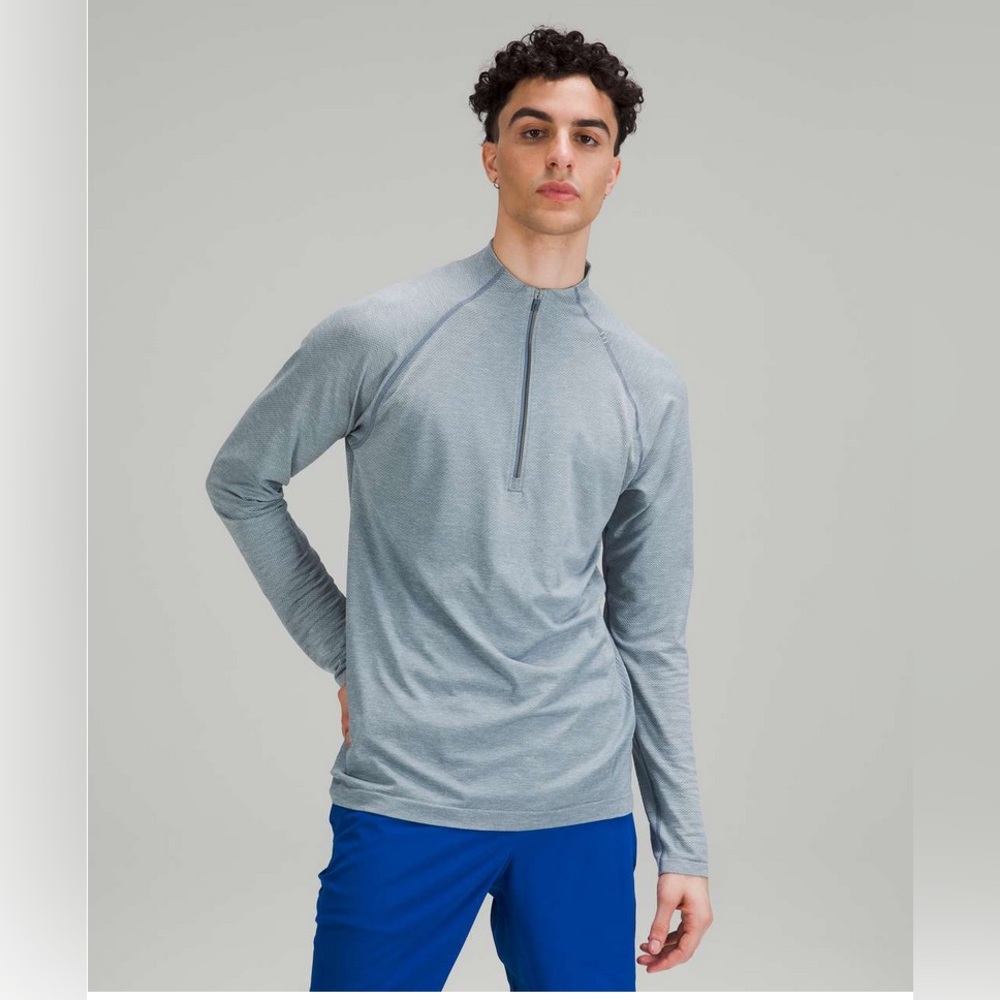 Lululemon Metal Vent Tech 1/2 Zip 20 White Opal/River Blue